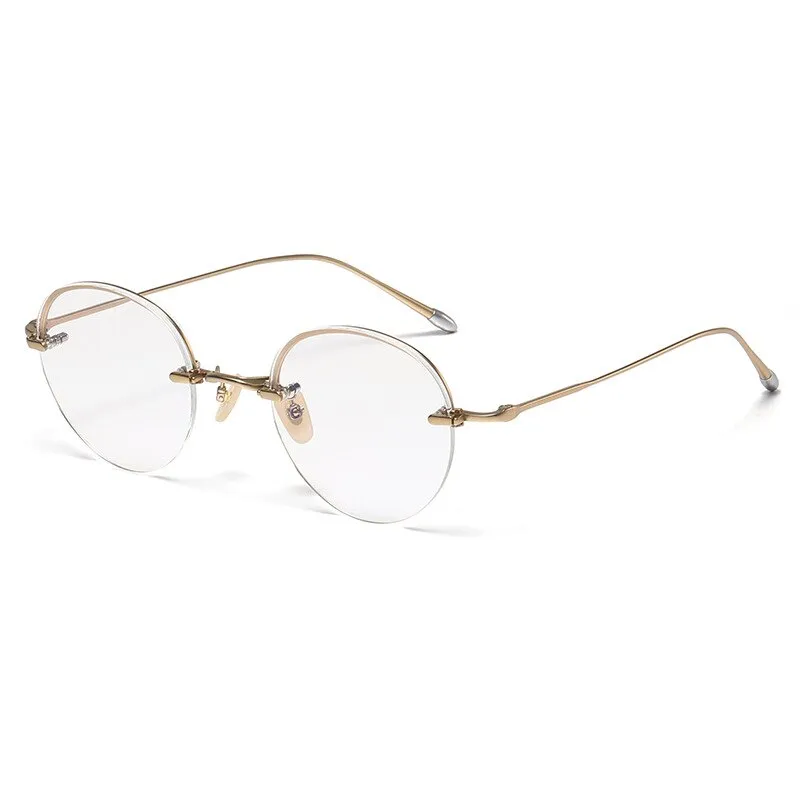 Gatenac Unisex Rimless Round Titanium Eyeglasses Gxyj1038