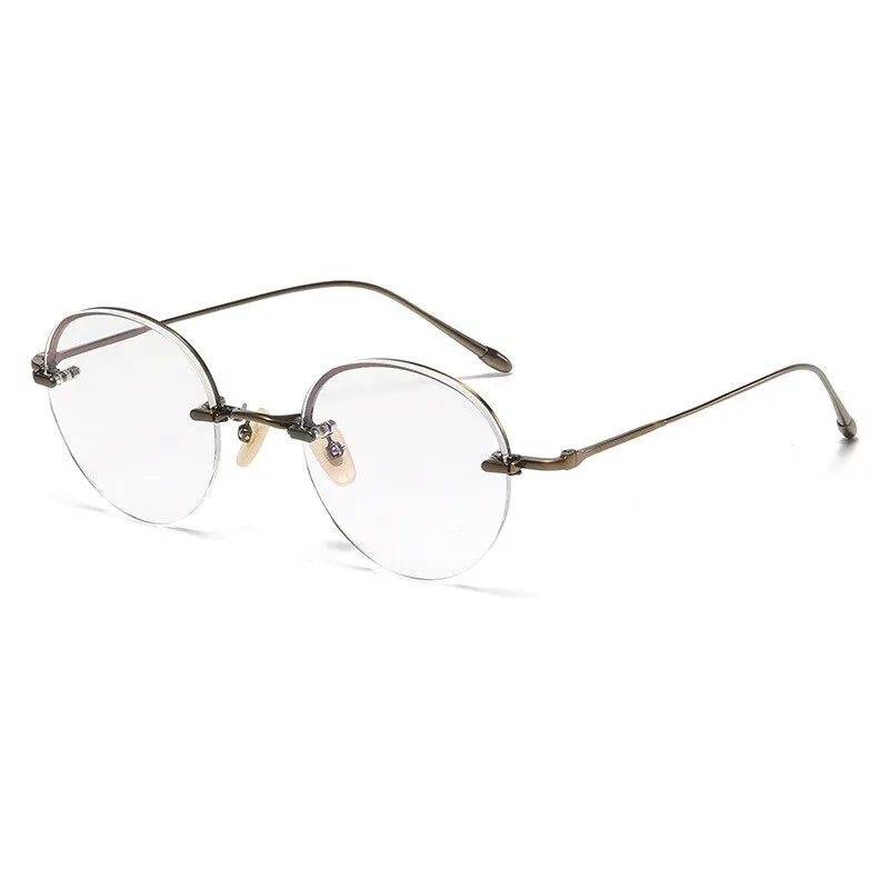 Gatenac Unisex Rimless Round Titanium Eyeglasses Gxyj1038
