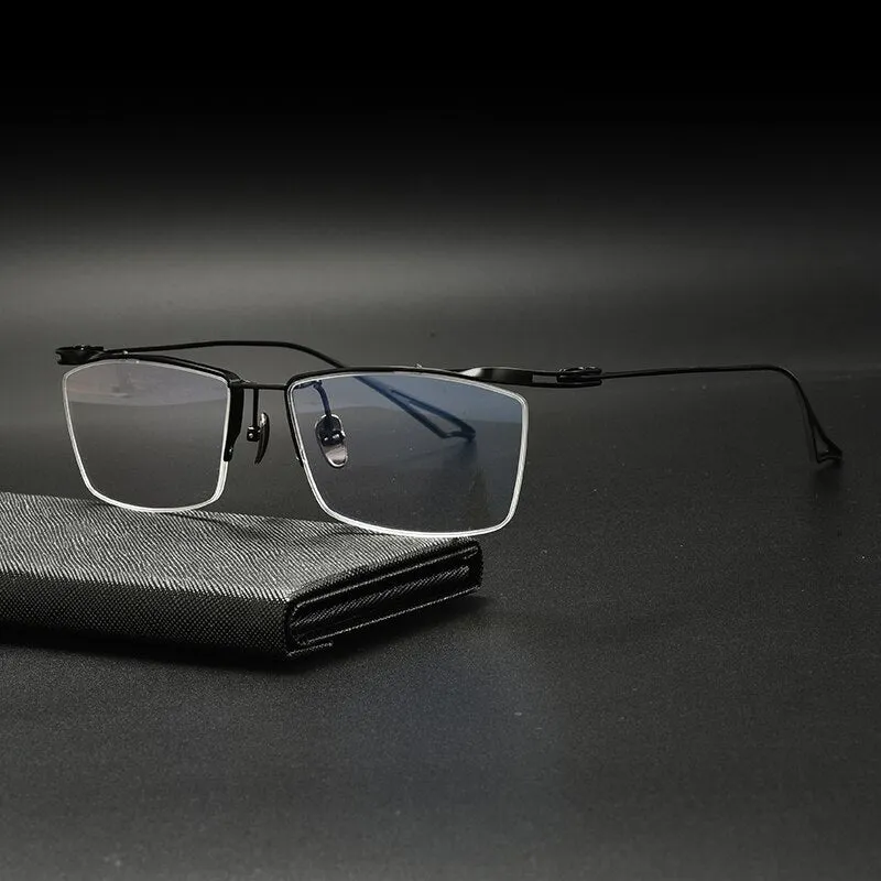 Gatenac Unisex Semi Rim Square Titanium Eyeglasses Gxyj936