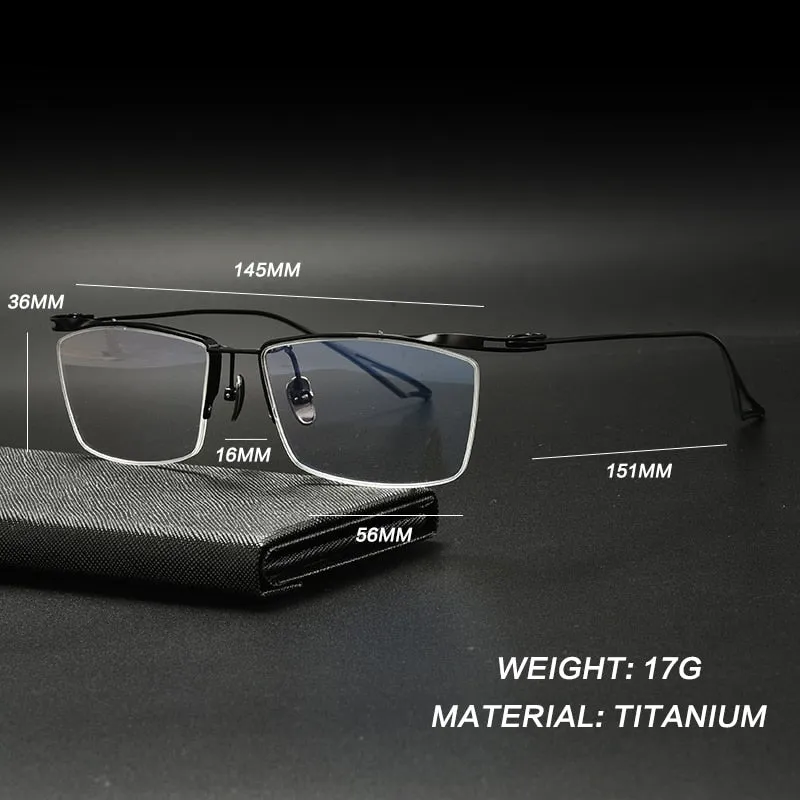 Gatenac Unisex Semi Rim Square Titanium Eyeglasses Gxyj936