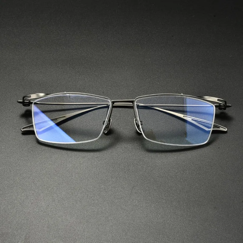 Gatenac Unisex Semi Rim Square Titanium Eyeglasses Gxyj936