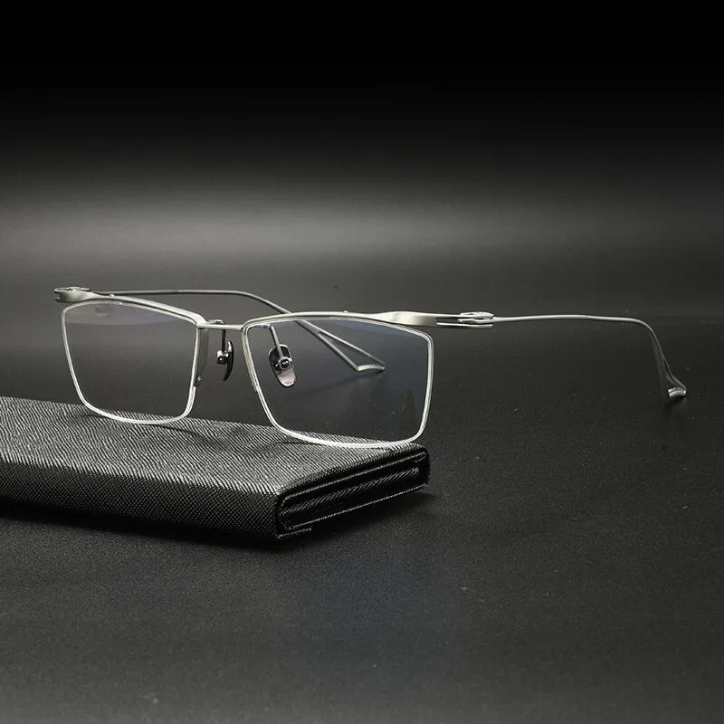 Gatenac Unisex Semi Rim Square Titanium Eyeglasses Gxyj936