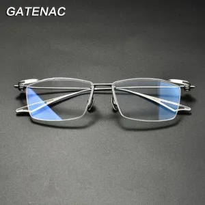 Gatenac Unisex Semi Rim Square Titanium Eyeglasses Gxyj936