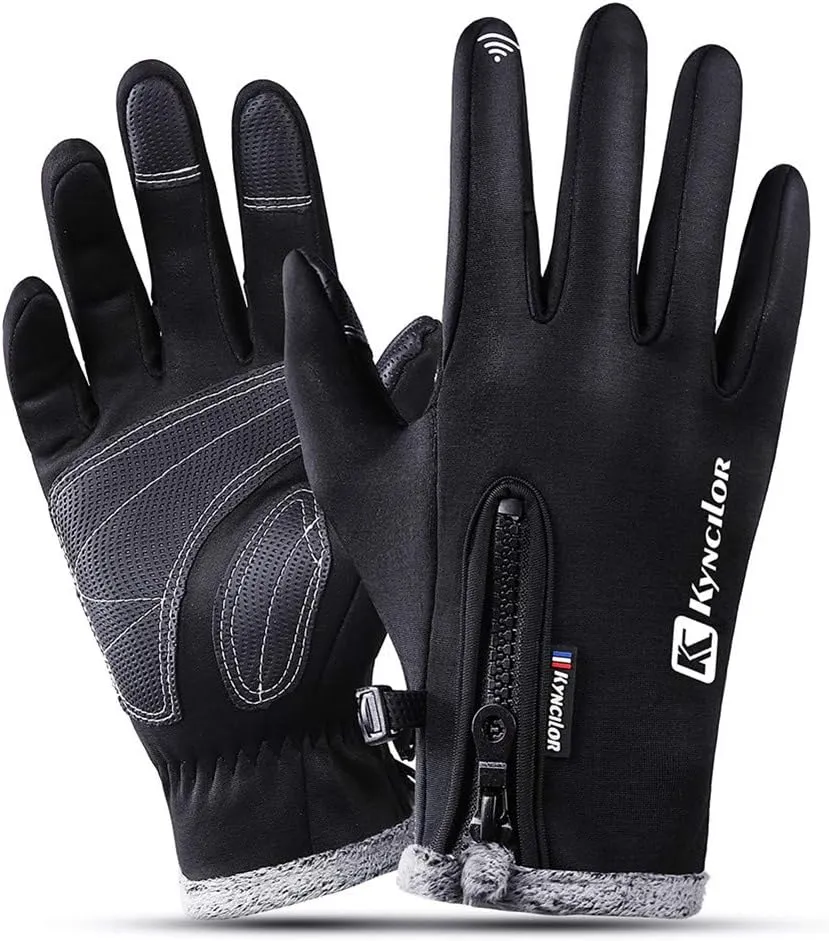 GeRRiT Men's Winter Gloves Touchscreen Gloves Warm Waterproof for Outdoor Bicycling Sport Work, Medium, Black