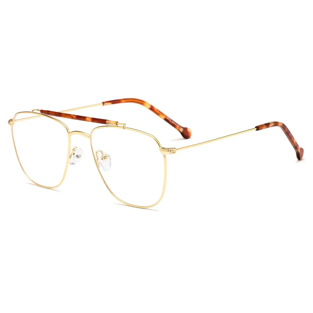 Gmei Men's Full Rim Square Double Bridge Alloy Eyeglasses M1876