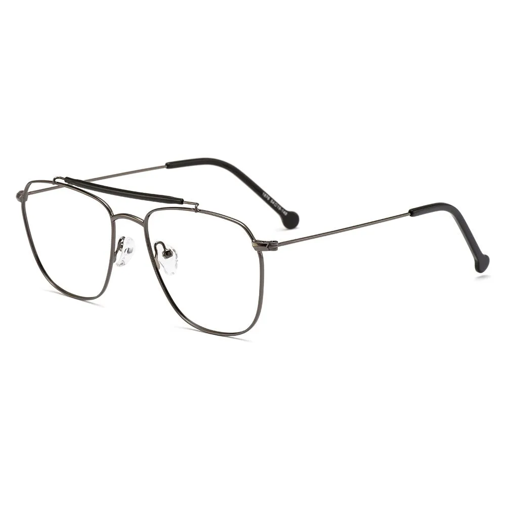Gmei Men's Full Rim Square Double Bridge Alloy Eyeglasses M1876