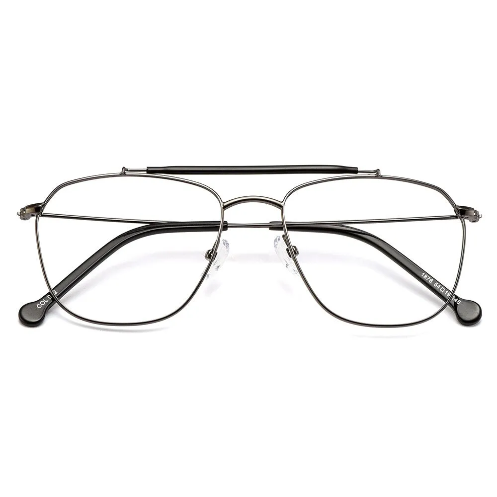 Gmei Men's Full Rim Square Double Bridge Alloy Eyeglasses M1876