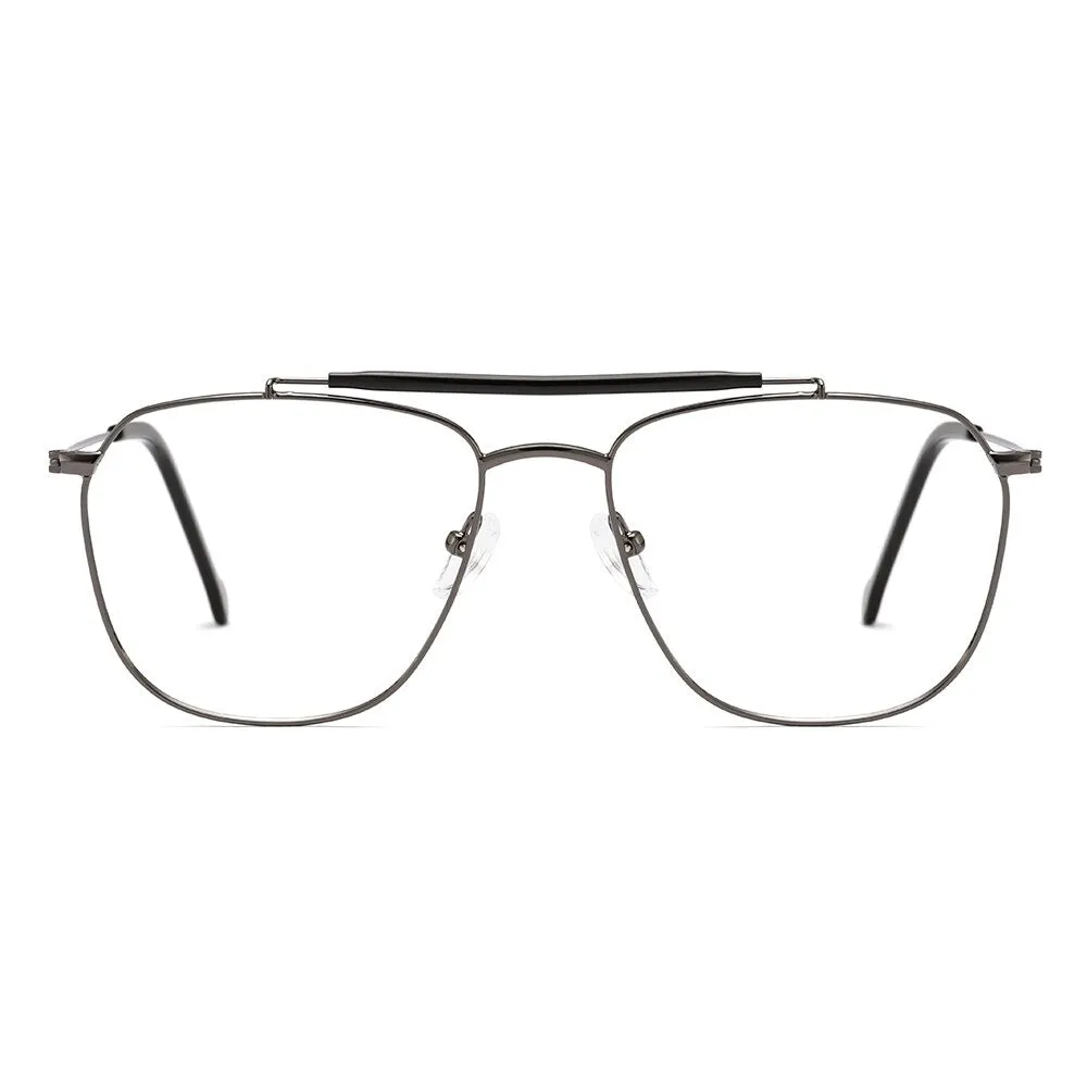 Gmei Men's Full Rim Square Double Bridge Alloy Eyeglasses M1876