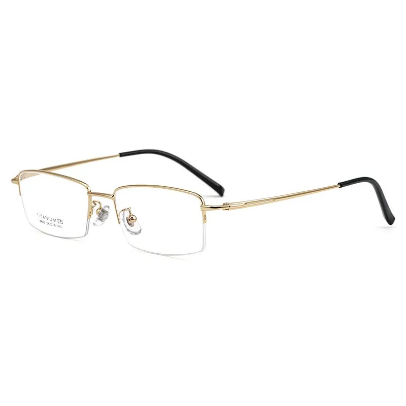 Gmei Men's Semi Rim Square Titanium Eyeglasses 8652f