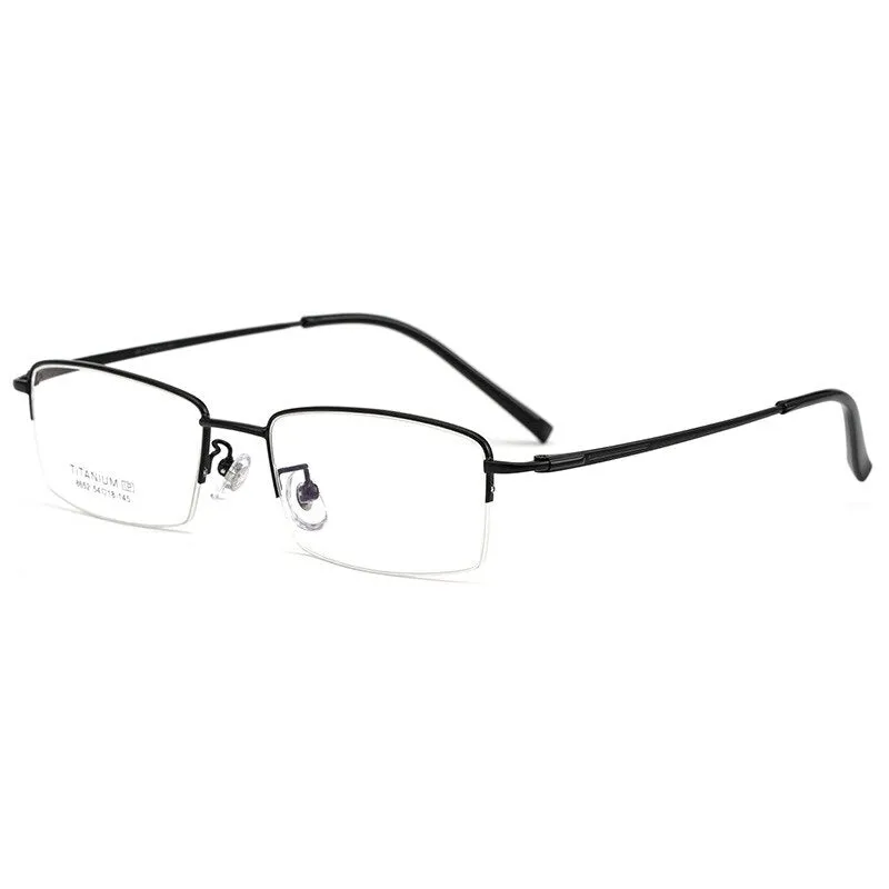 Gmei Men's Semi Rim Square Titanium Eyeglasses 8652f