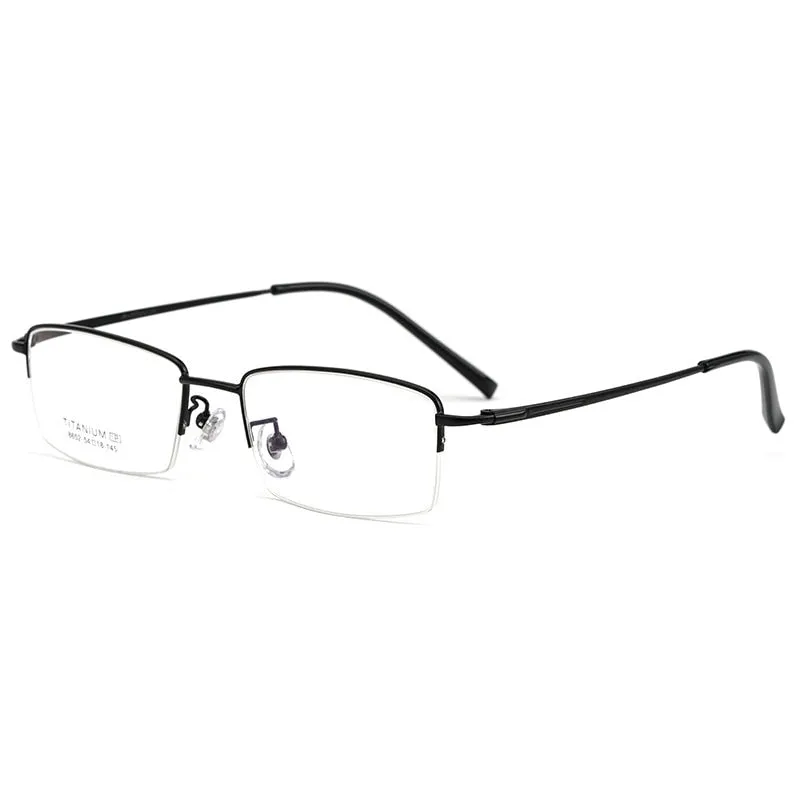 Gmei Men's Semi Rim Square Titanium Eyeglasses 8652f