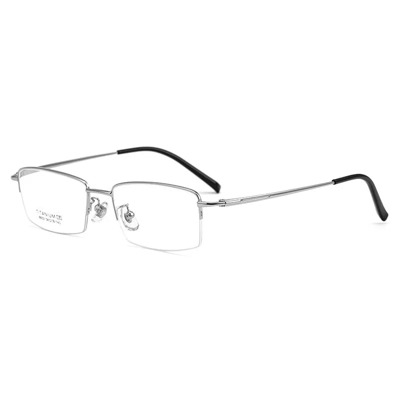 Gmei Men's Semi Rim Square Titanium Eyeglasses 8652f