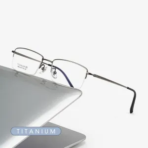 Gmei Men's Semi Rim Square Titanium Eyeglasses 8652f
