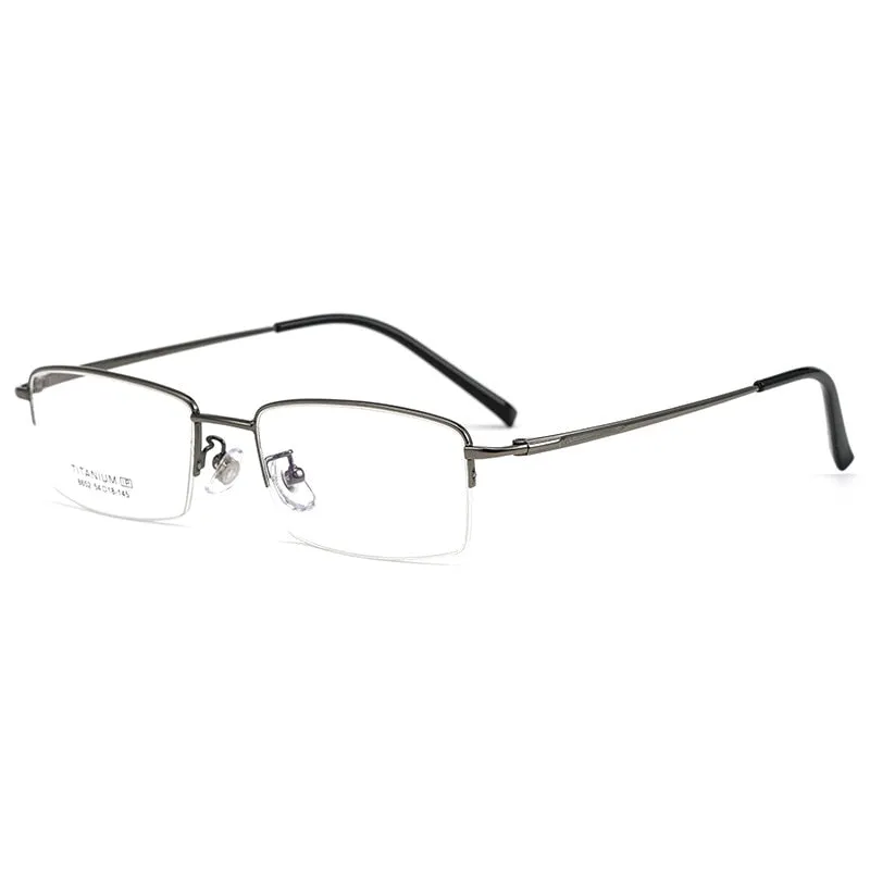 Gmei Men's Semi Rim Square Titanium Eyeglasses 8652f
