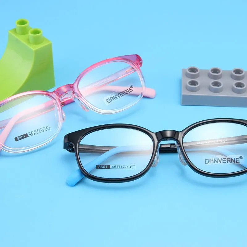 Gmei Unisex Children's Full Rim Round Rectangle Silicone TR90 Eyeglasses 8601