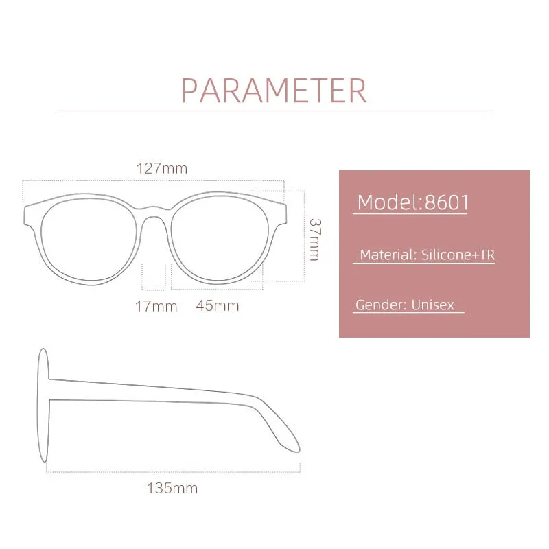 Gmei Unisex Children's Full Rim Round Rectangle Silicone TR90 Eyeglasses 8601