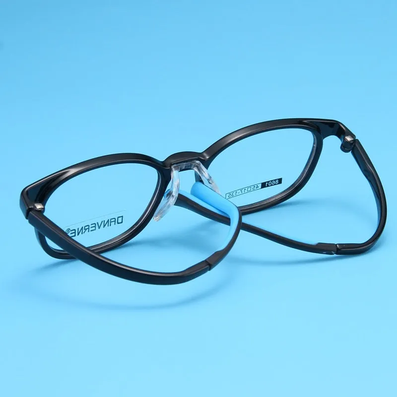 Gmei Unisex Children's Full Rim Round Rectangle Silicone TR90 Eyeglasses 8601