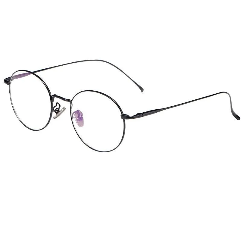 Gmei Unisex Eyeglasses Pure Titanium Round Retro Glasses 3216