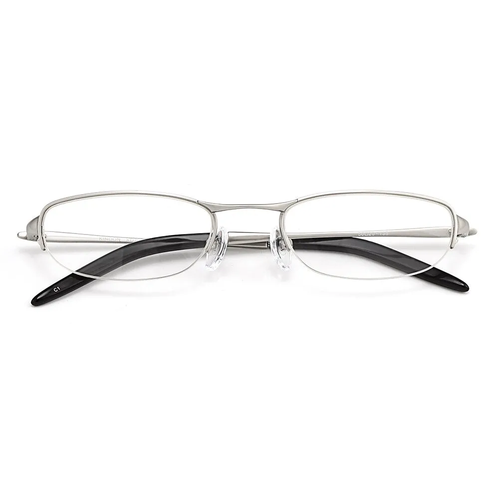 Gmei Women's Eyeglasses Rectangle Semi Rim Pure Titanium W2008