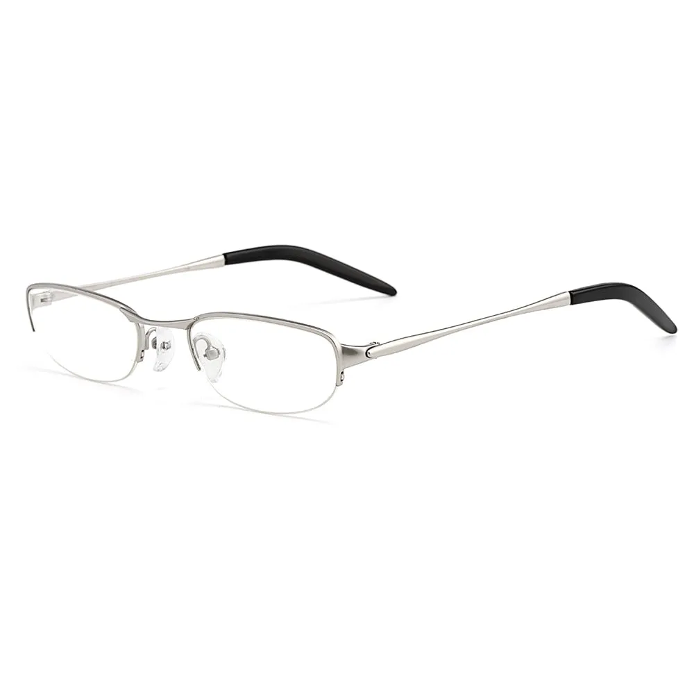 Gmei Women's Eyeglasses Rectangle Semi Rim Pure Titanium W2008