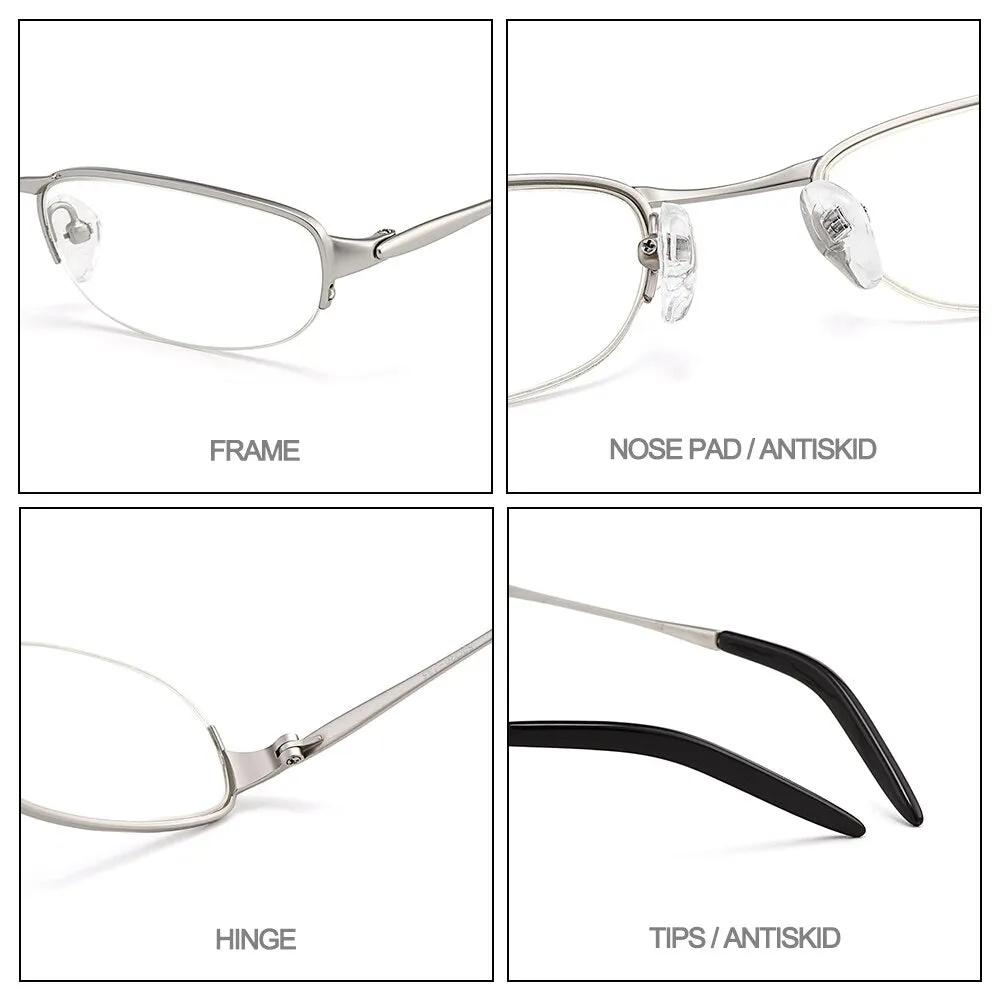 Gmei Women's Eyeglasses Rectangle Semi Rim Pure Titanium W2008