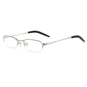 Gmei Women's Eyeglasses Rectangle Semi Rim Pure Titanium W2008