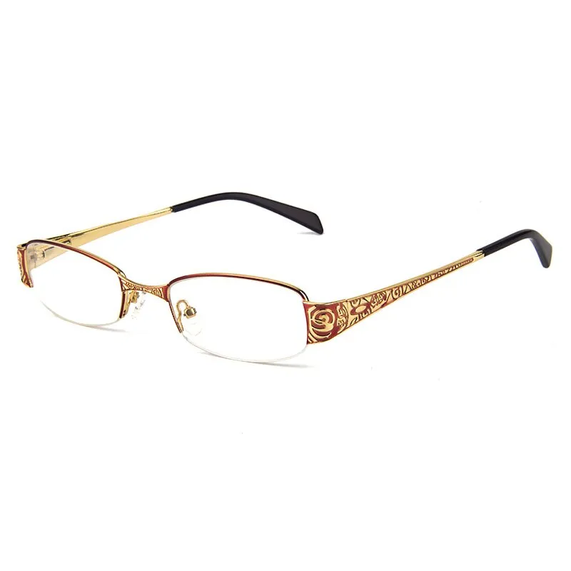 Gmei Women's Eyeglasses Rectangular Half-Rim Alloy T8039