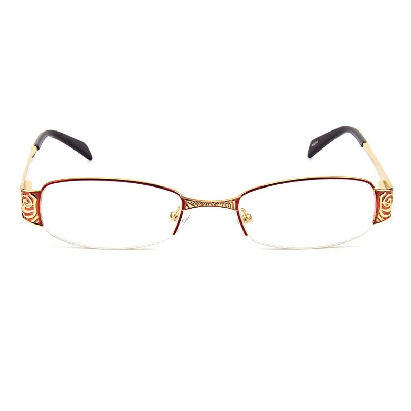 Gmei Women's Eyeglasses Rectangular Half-Rim Alloy T8039