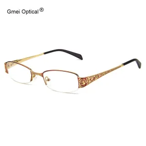 Gmei Women's Eyeglasses Rectangular Half-Rim Alloy T8039