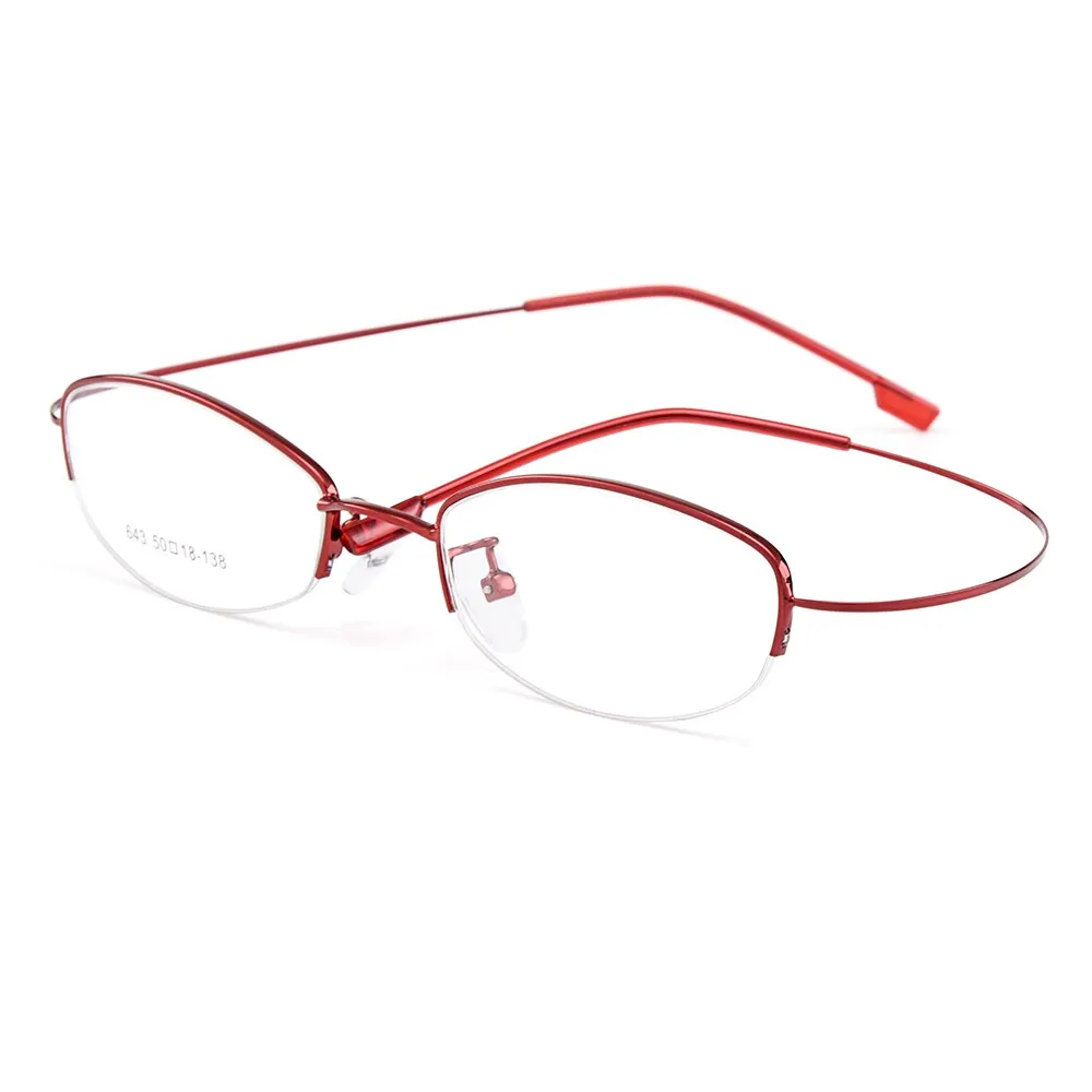 Gmei Women's Eyeglasses Semi Rim Memory Titanium Alloy Y643
