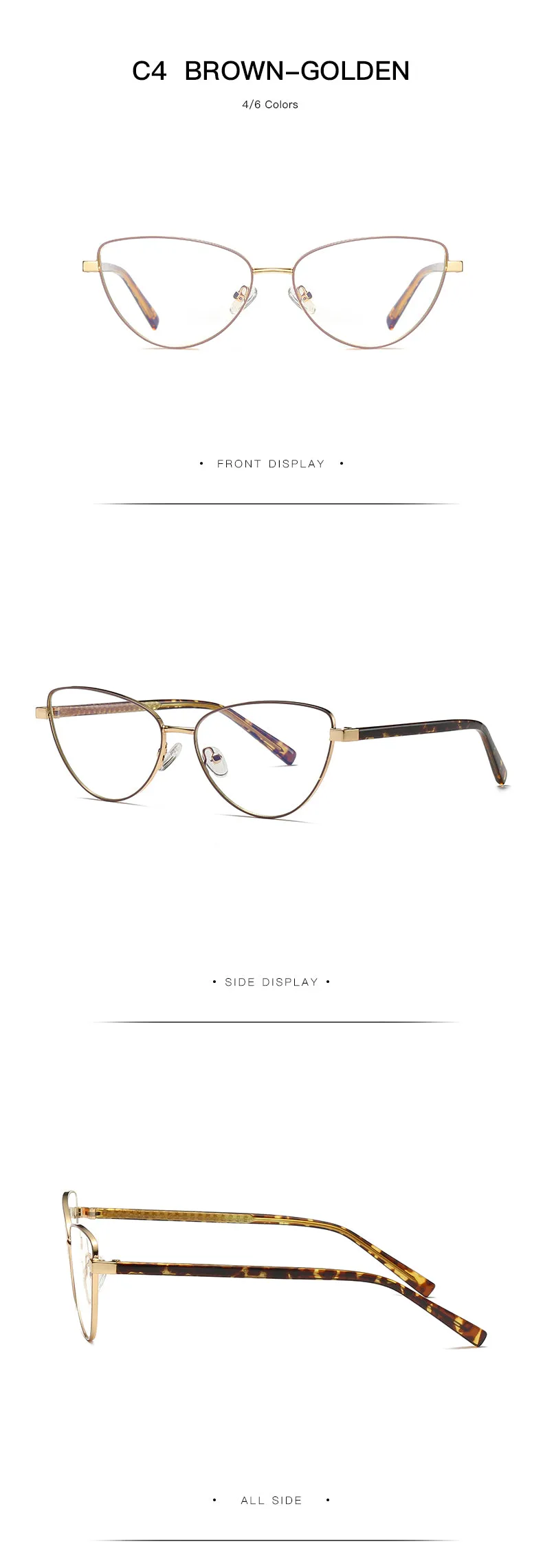 Gmei Women's Full Rim Alloy Cat Eye Frame Eyeglasses 3006