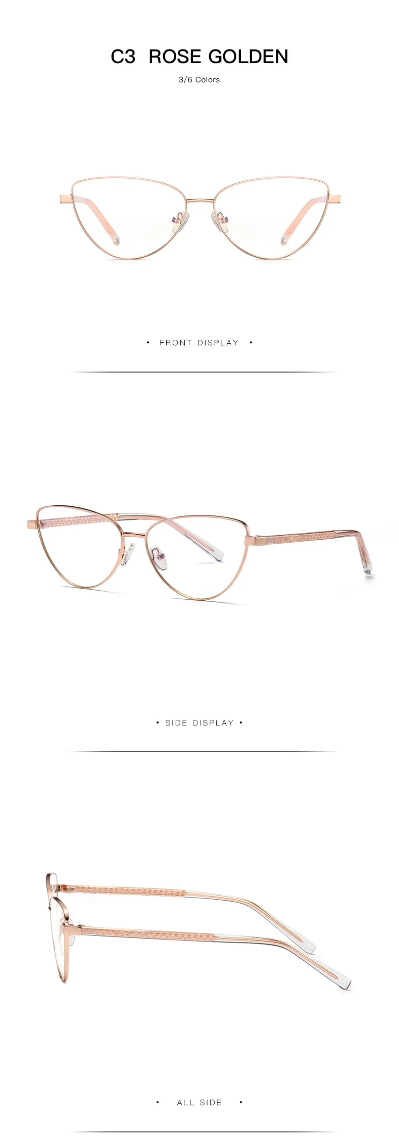 Gmei Women's Full Rim Alloy Cat Eye Frame Eyeglasses 3006