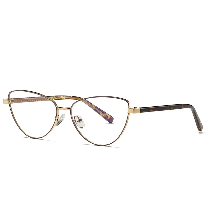 Gmei Women's Full Rim Alloy Cat Eye Frame Eyeglasses 3006