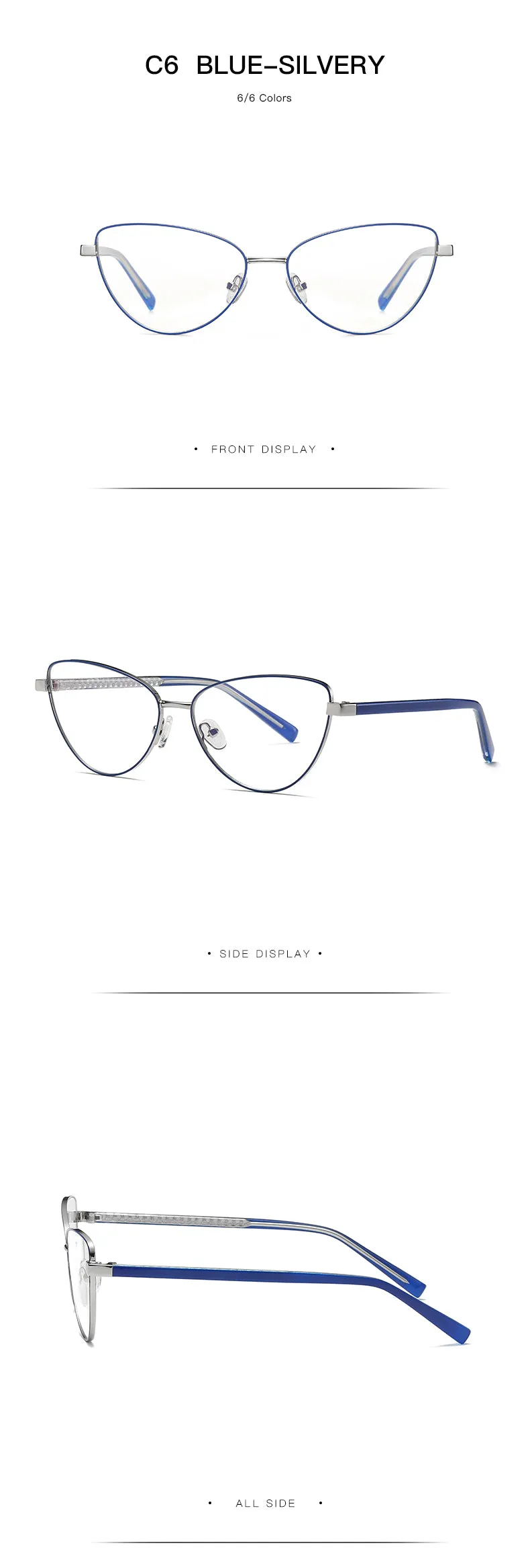 Gmei Women's Full Rim Alloy Cat Eye Frame Eyeglasses 3006