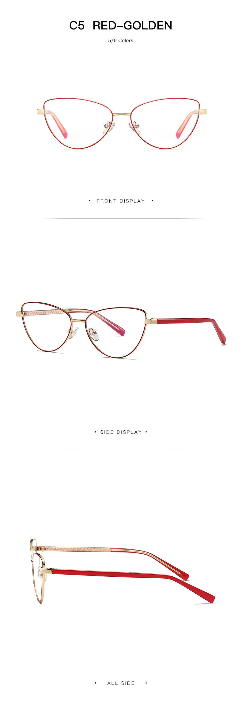 Gmei Women's Full Rim Alloy Cat Eye Frame Eyeglasses 3006