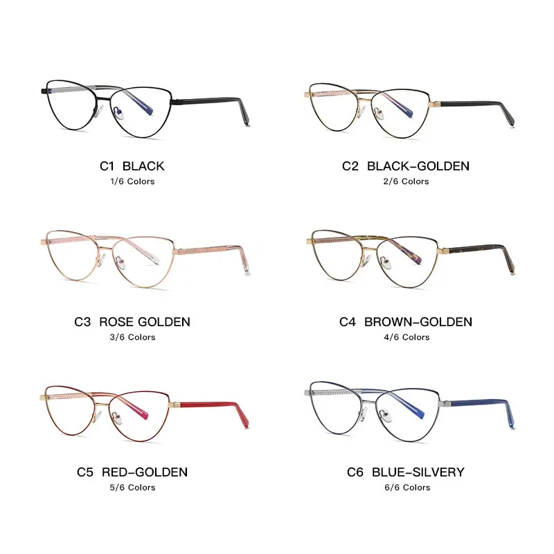 Gmei Women's Full Rim Alloy Cat Eye Frame Eyeglasses 3006