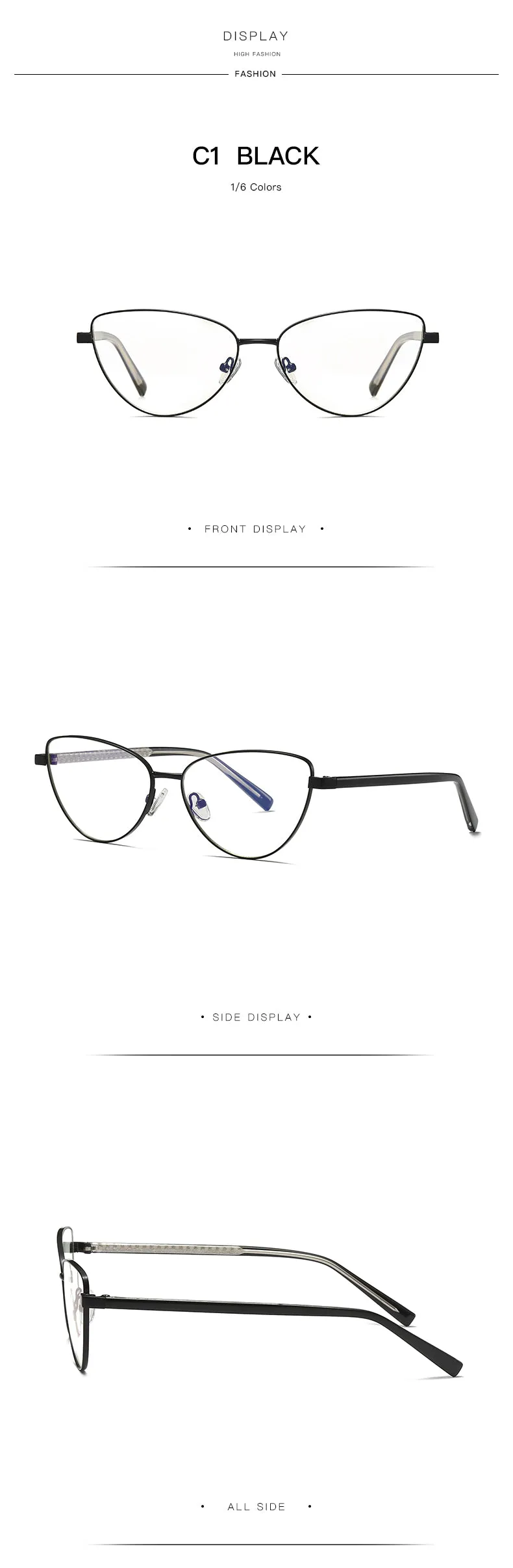 Gmei Women's Full Rim Alloy Cat Eye Frame Eyeglasses 3006