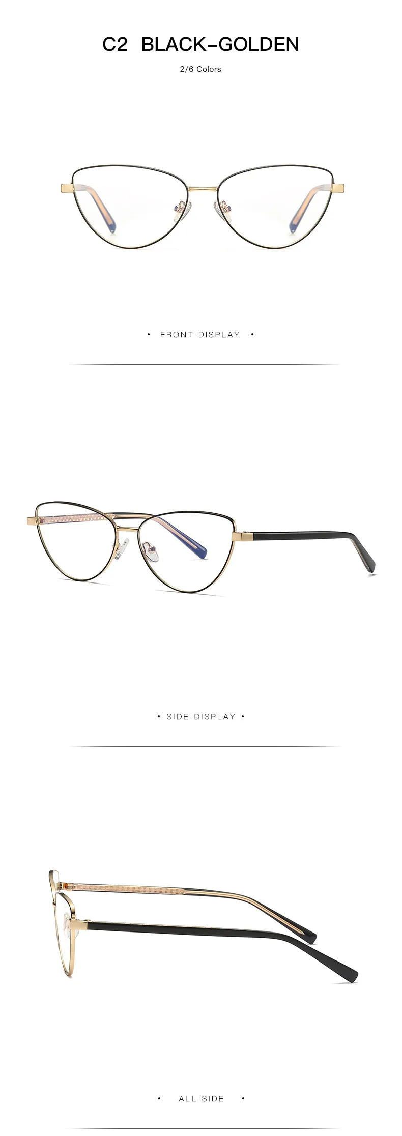 Gmei Women's Full Rim Alloy Cat Eye Frame Eyeglasses 3006