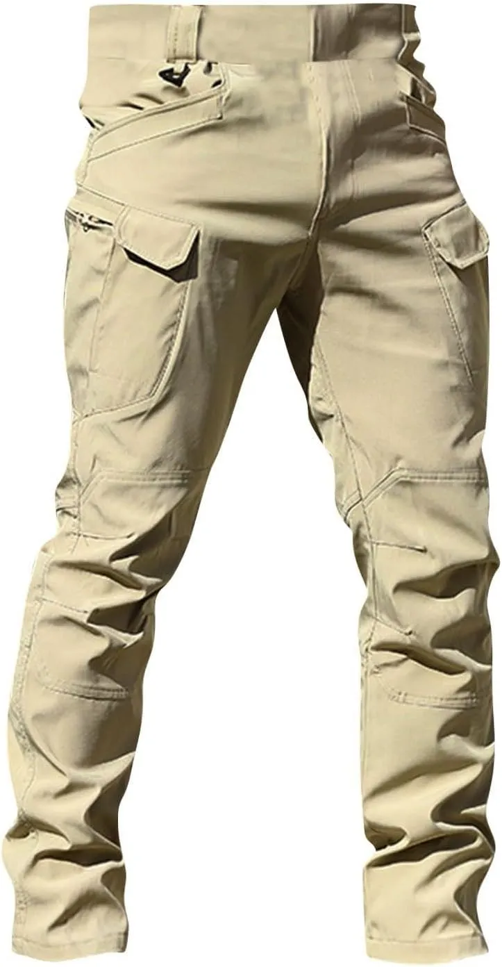 GOFULY Mens Cargo Pants Baggy Relaxed Fit Stretch Pants Tall Multi Pockets Hiking Pants Work Trousers Casual