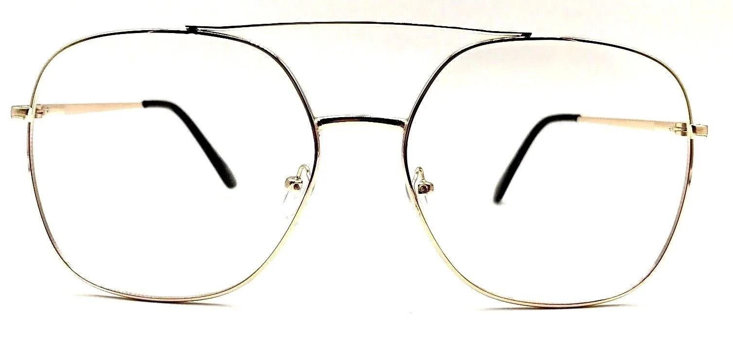 Gold Clear Square Round Women's Clear Glasses