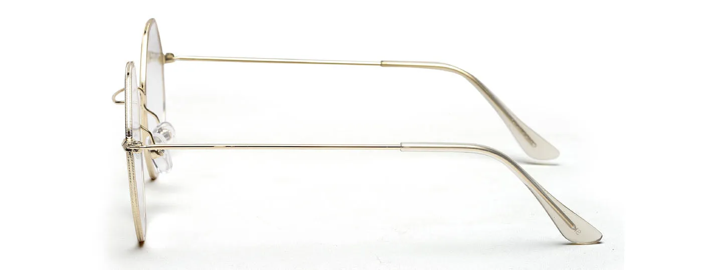 Gold Hexagon Full Rim Unisex Computer Spex Zero Power