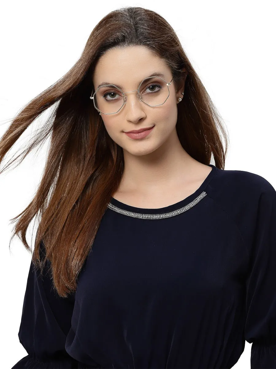 Gold Hexagon Full Rim Unisex Computer Spex Zero Power