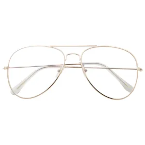 grinderPUNCH Blue Light UV Blocking Computer Glasses | Retro Aviator Style | Reduce Eye Strain Anti Glare Clear Lens Video Gaming Eyeglasses
