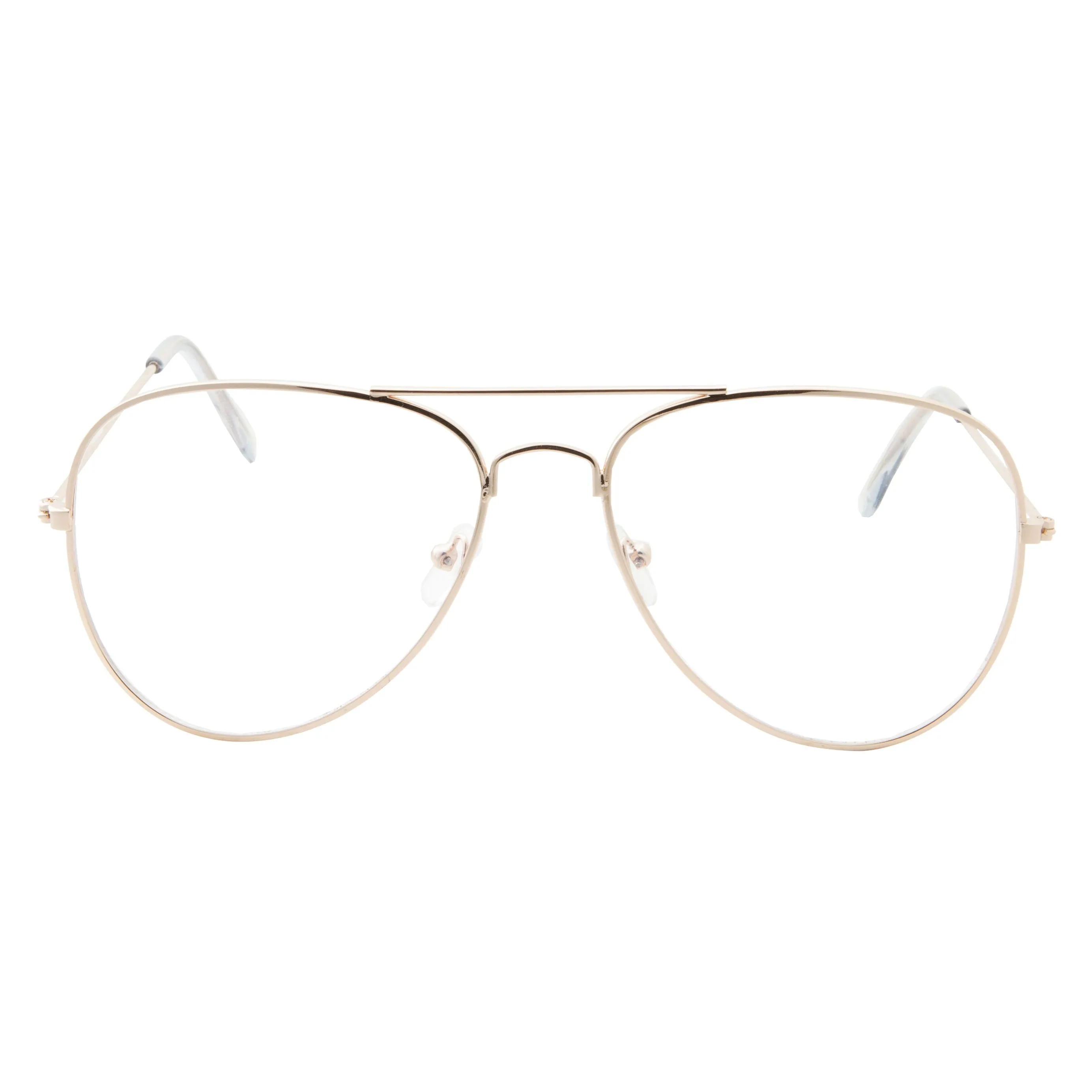 grinderPUNCH Blue Light UV Blocking Computer Glasses | Retro Aviator Style | Reduce Eye Strain Anti Glare Clear Lens Video Gaming Eyeglasses