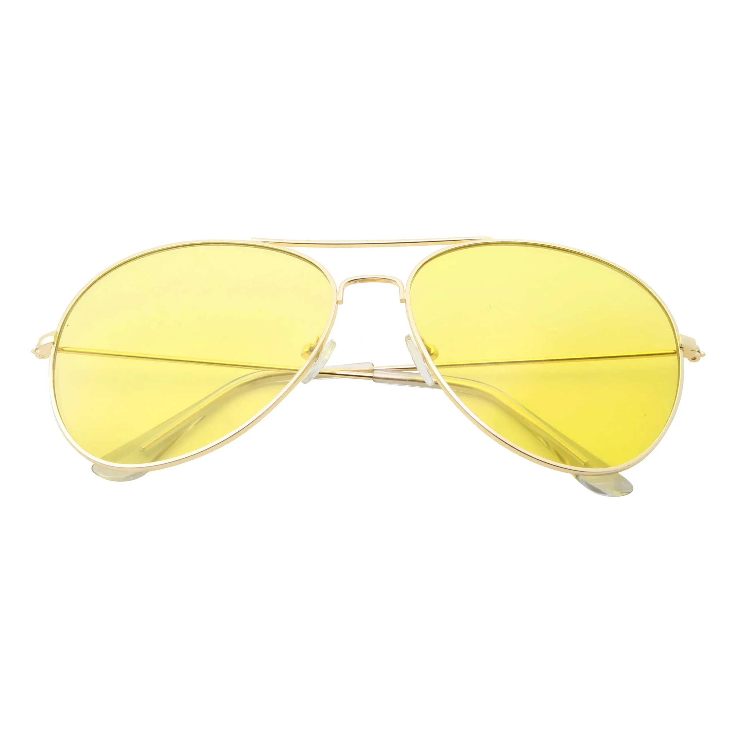 grinderPUNCH Mens Large Aviator Sunglasses - Gold Frame/Yellow Lens