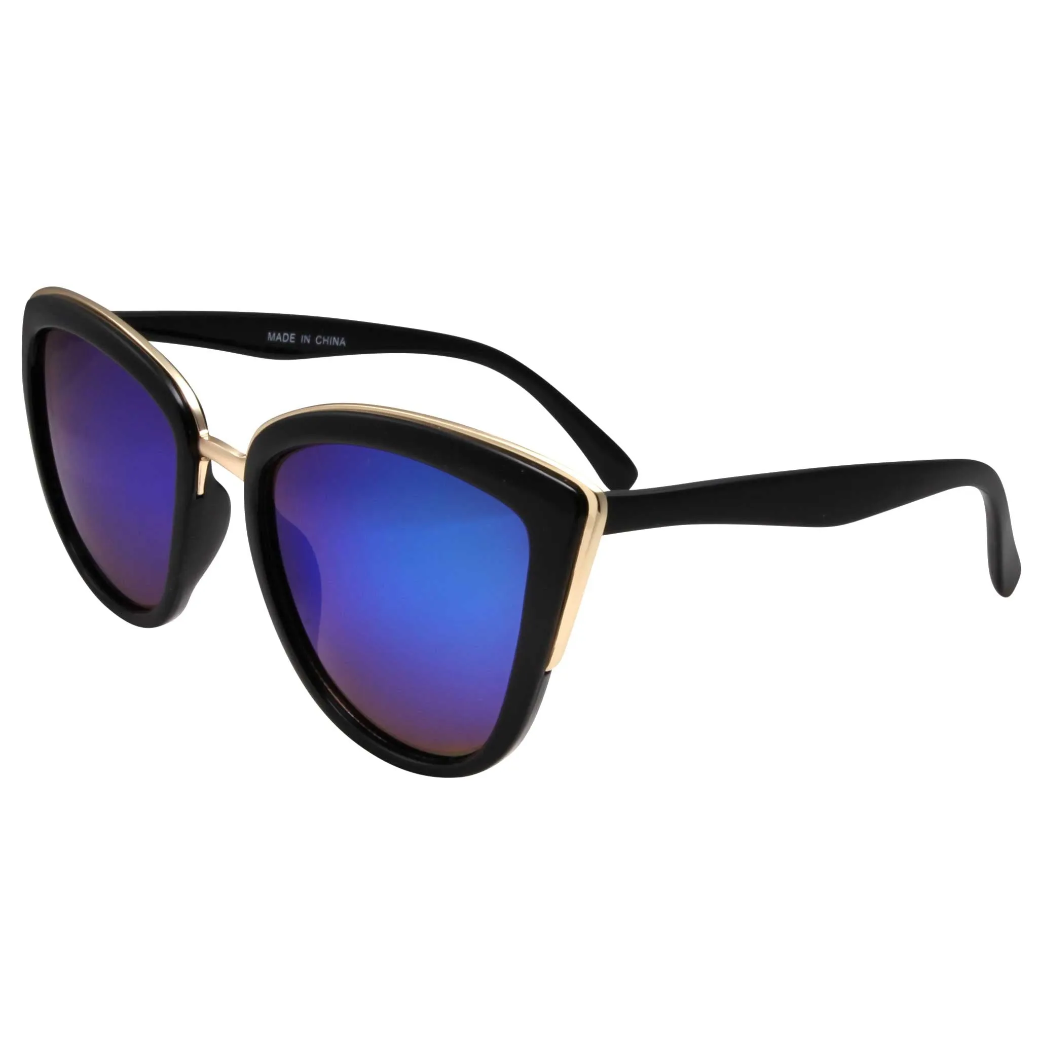 grinderPUNCH Womens Flash Color Mirror Lens Oversized Cat Eye Sunglasses