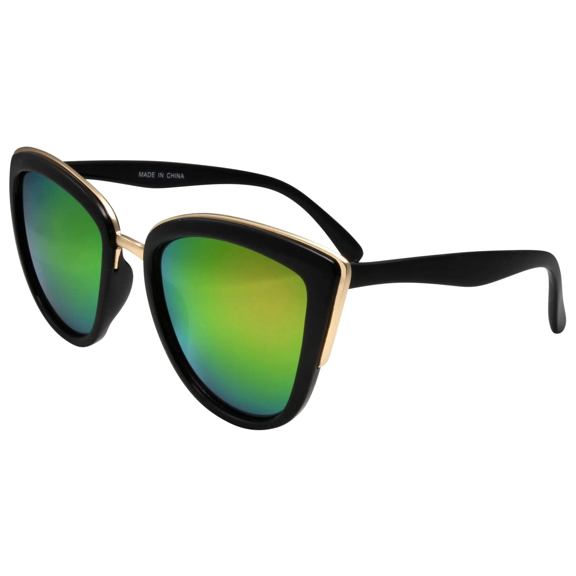 grinderPUNCH Womens Flash Color Mirror Lens Oversized Cat Eye Sunglasses