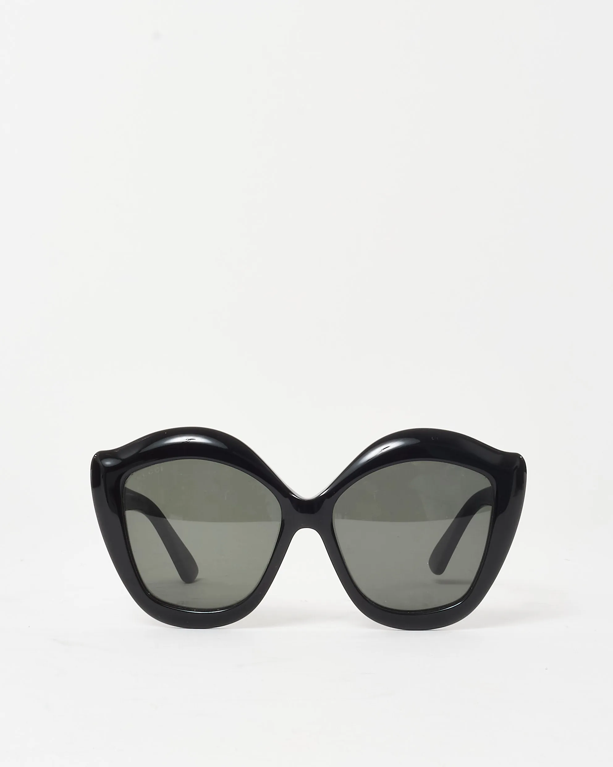 Gucci Black Acetate GG0117S Oversize Cat Eye Sunglasses
