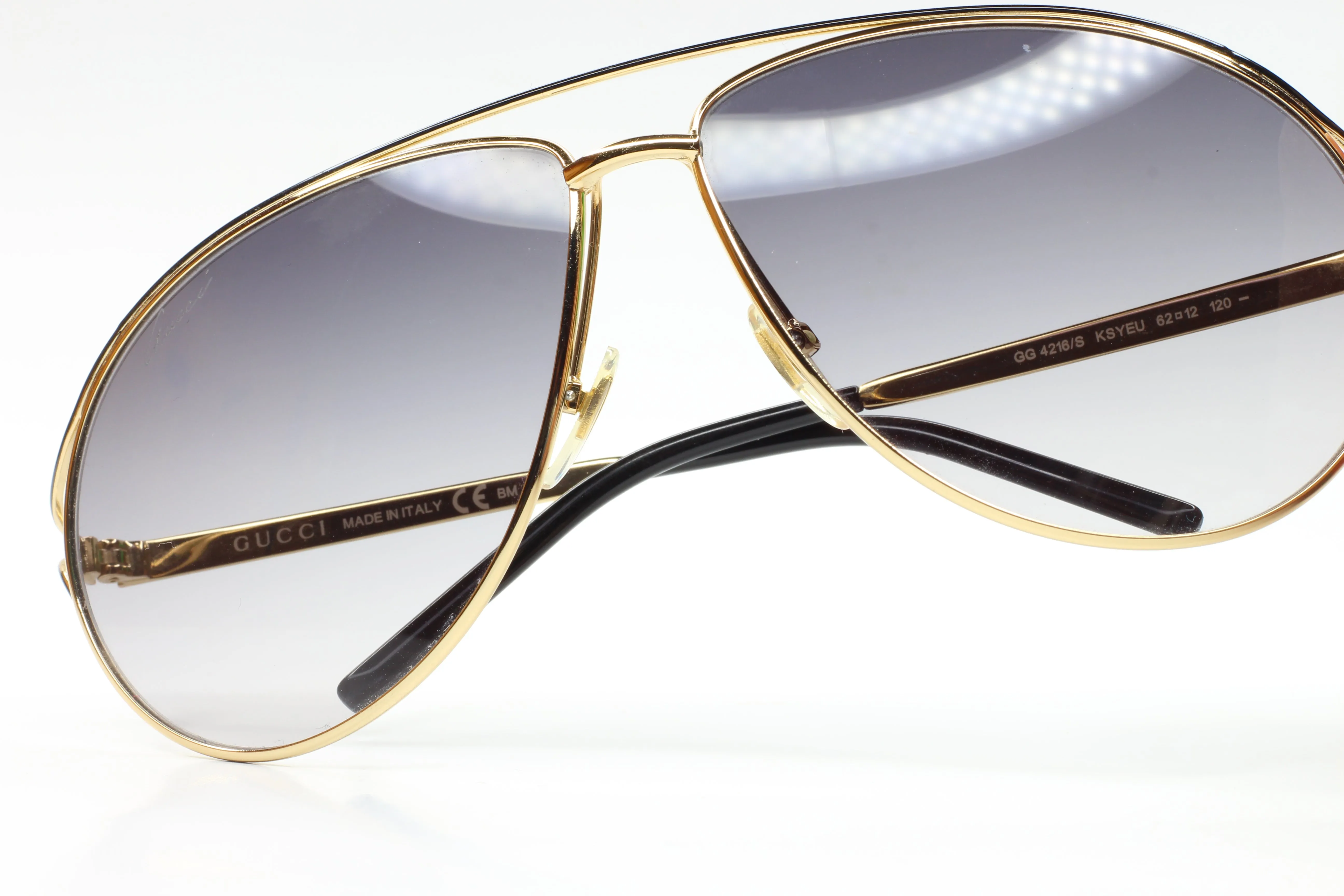 Gucci GG4216S KSYEU Gold Aviator Italy Luxury Sunglasses