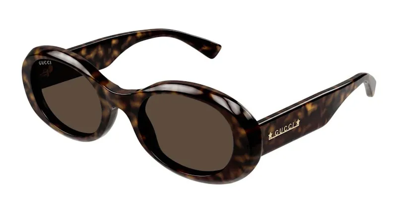 Gucci Tortoise Round Frame Sunglasses Havana/Brown